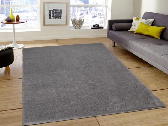 Soft Plain Carpet/Rug Rectangle 150x230 cm Grey