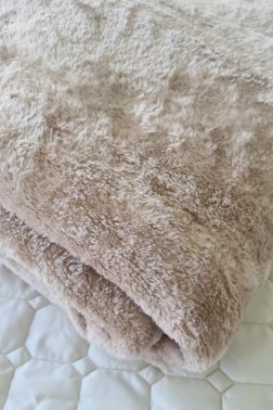 Soft Single Size Blanket 155x215 cm Cotton/Polyester Fabric Beige - Thumbnail