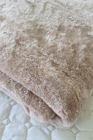 Soft Single Size Blanket 155x215 cm Cotton/Polyester Fabric Beige