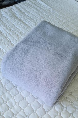 Soft Single Size Blanket 155x215 cm Cotton/Polyester Fabric Gray - Thumbnail