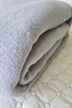 Soft Single Size Blanket 155x215 cm Cotton/Polyester Fabric Gray - Thumbnail