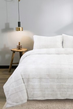 Çeyiz Diyarı - Sonnia Ultra Soft Plush Bedspread Set, Coverlet 220x240, Pilow Case, Double Size, King Size Cream Çeyiz Diyarı - Sonnia Ultra Soft Plush Bedspread Set, Coverlet 220x240, Pilow Case, Double Size, King Size Cream