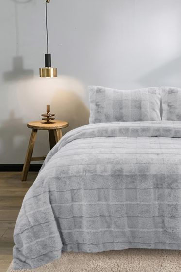 Sonnia Ultra Soft Plush Bedspread Set, Coverlet 220x240, Pilow Case, Double Size, King Size Gray