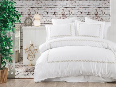 Spike Cotton Satin Double Duvet Cover Set Embroidery - Thumbnail