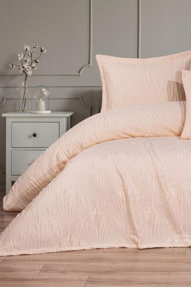 Spring Double Size Bedding Set, Bedspread 250x260, Pillowcase, Cotton-Polyester Fabric Salmon