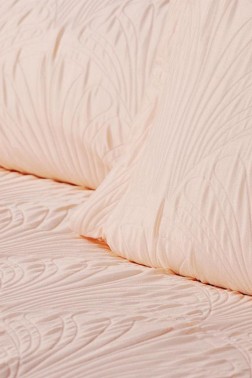 Spring Double Size Bedding Set, Bedspread 250x260, Pillowcase, Cotton-Polyester Fabric Salmon - Thumbnail