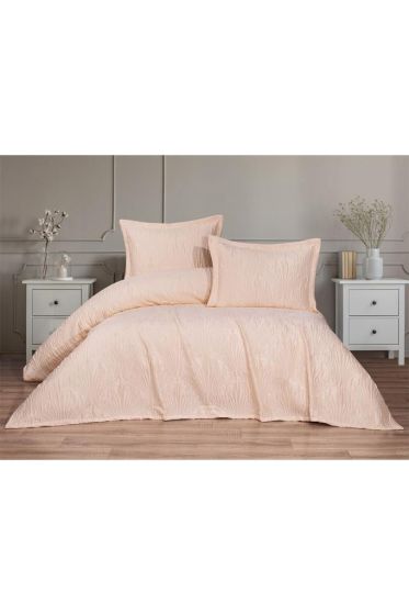 Spring Double Size Bedding Set, Bedspread 250x260, Pillowcase, Cotton-Polyester Fabric Salmon