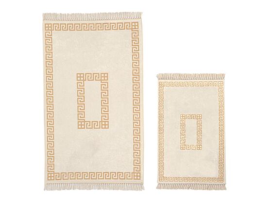 Square Rectangle Bath Mat Set 2 Pcs - Cream