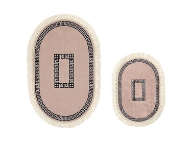 Square Oval Bath Mat Set 2 Pcs - Cappuccino - Thumbnail