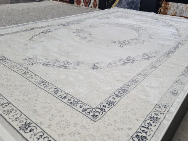 Star Capital Rectangle 100% Microfiber Polyester Fringed Carpet 160x230 Cream Anthracite - Thumbnail