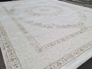Star Capital Rectangle 100% Microfiber Polyester Fringed Carpet 160x230 Cream Cappucino - Thumbnail