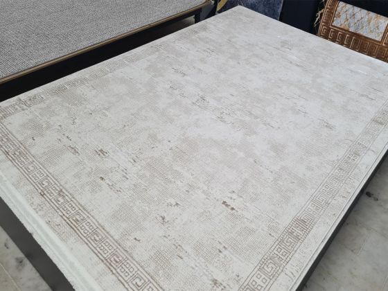Star Dama Rectangle 100% Microfiber Polyester Fringed Carpet 160x230 Cream Cappucino