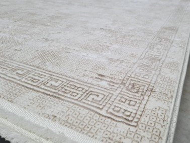Star Dama Rectangle 100% Microfiber Polyester Fringed Carpet 160x230 Cream Cappucino - Thumbnail