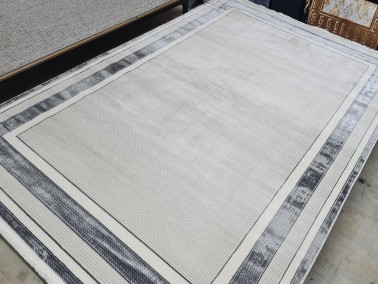 Star Oblong Rectangle 100% Microfiber Polyester Fringed Carpet 160x230 Cream Anthracite - Thumbnail