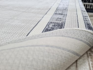 Star Oblong Rectangle 100% Microfiber Polyester Fringed Carpet 160x230 Cream Anthracite - Thumbnail