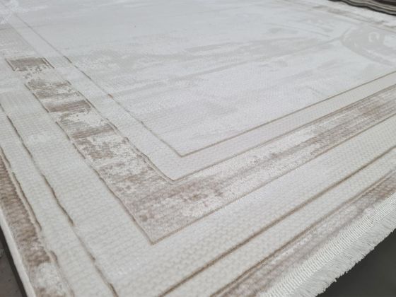 Star Oblong Rectangle 100% Microfiber Polyester Fringed Carpet 160x230 Cream Cappucino