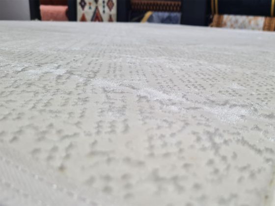 Star Point Rectangle 100% Microfiber Polyester Fringed Carpet 160x230 Cream