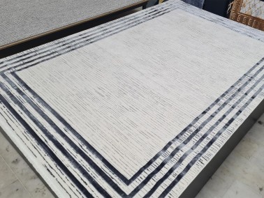 Star Versage Rectangle 100% Microfiber Polyester Fringed Carpet 160x230 Cream Anthracite - Thumbnail