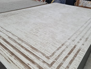 Star Versage Rectangle 100% Microfiber Polyester Fringed Carpet 160x230 Cream Cappucino - Thumbnail