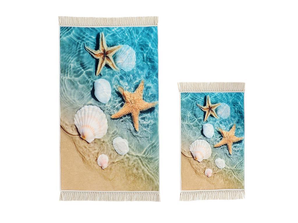 Starfish Rectangular Bath Mat Set 2 Pcs