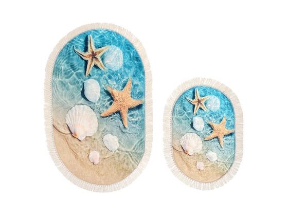 Starfish Oval Bath Mat Set 2 Pcs