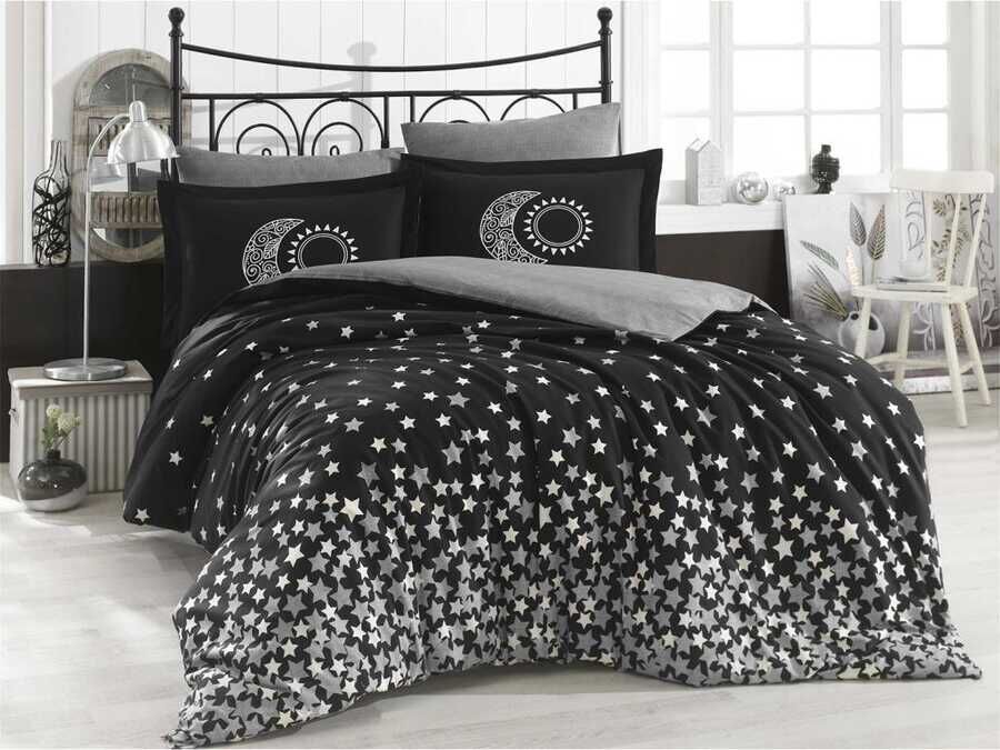 Stars Double Duvet Cover Set Black