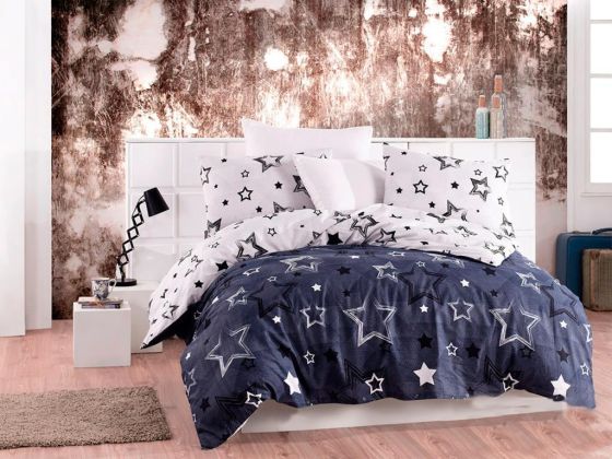 Stars Double Sleeping Set Navy Blue White