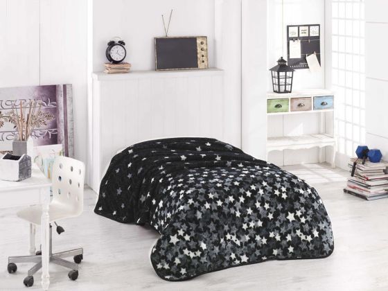 Stars Single Blanket Black