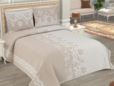 Dowry World - طقم غطاء سرير مفرد - بني فاتح Stella Bergama