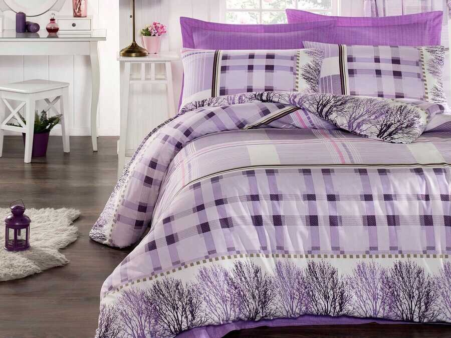 Dowry World - Stil Deluxe Double Duvet Cover Set Lila