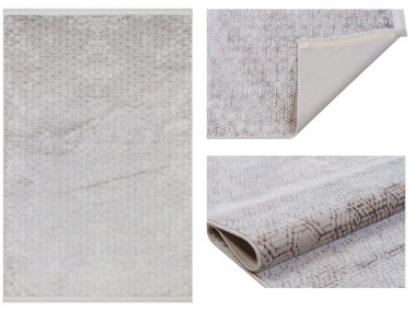 Still Hexagon Non-Slip Base Rectangular Carpet 80x150 Cm Beige - Thumbnail