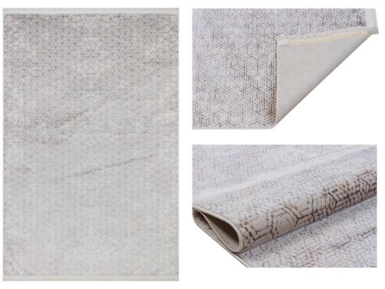 Still Hexagon Non-Slip Base Rectangular Carpet 80x150 Cm Beige