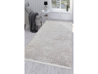 Still Hexagon Non-Slip Base Rectangular Carpet 80x150 Cm Beige - Thumbnail