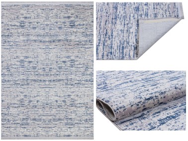 Still Mixed Non-Slip Base Rectangular Carpet 80x150 Cm Blue - Thumbnail