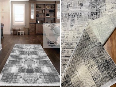 Çeyiz Diyarı - Still Patchwork Non-Slip Base Rectangular Carpet 80x150 Cm Grey