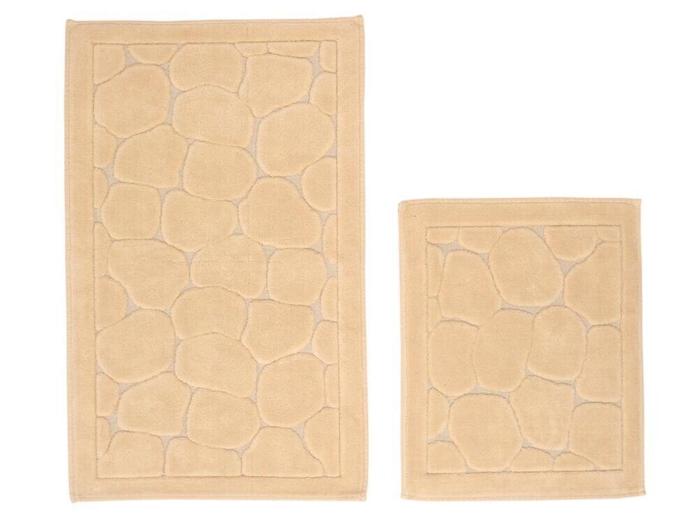 Stone Cotton Bath Mat Set of 2 Beige - Thumbnail