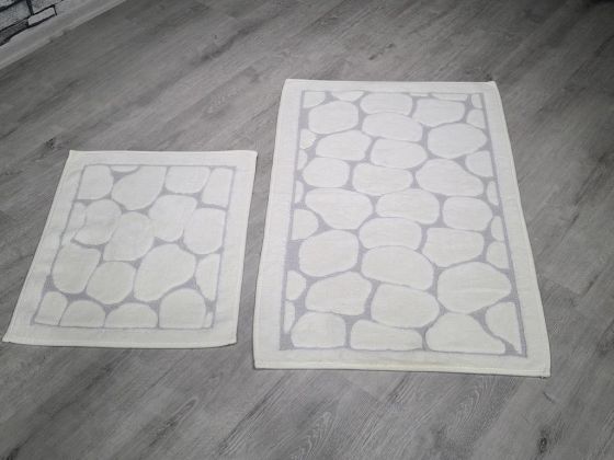 Stone Cotton Bath Mat Set of 2 White