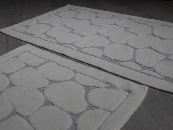 Stone Cotton Bath Mat Set of 2 White