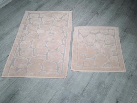 Stone Cotton Bath Mat Set of 2 Powder