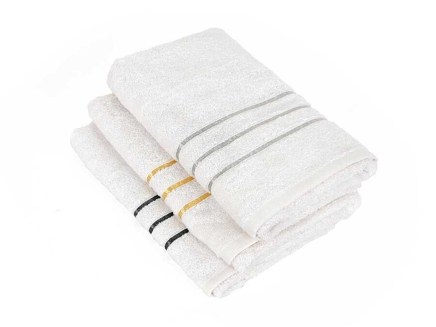Çeyiz Diyarı - Stripe Cotton 3-piece Towel Set White Çeyiz Diyarı - Stripe Cotton 3-piece Towel Set White