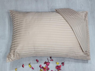 Stripe Pillowcase 2 pcs Brown - Thumbnail