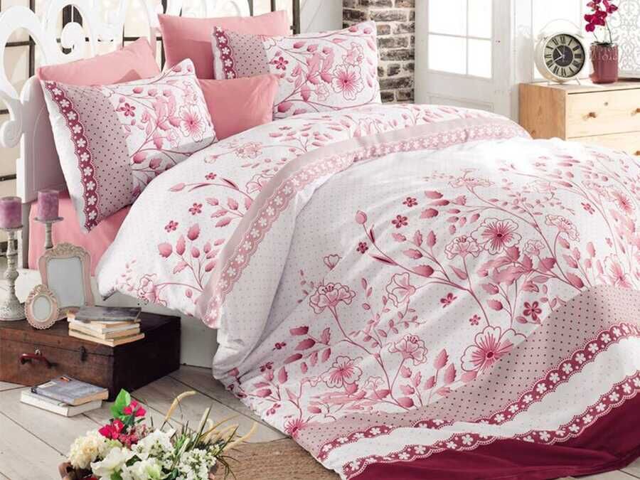 Sudenaz 100% Cotton Double Duvet Cover Set Pink 