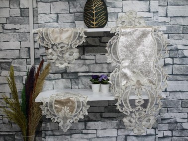 Çeyiz Diyarı - Sueda Embroidery Bedroom and Living Room Set Velvet Brown Çeyiz Diyarı - Sueda Embroidery Bedroom and Living Room Set Velvet Brown