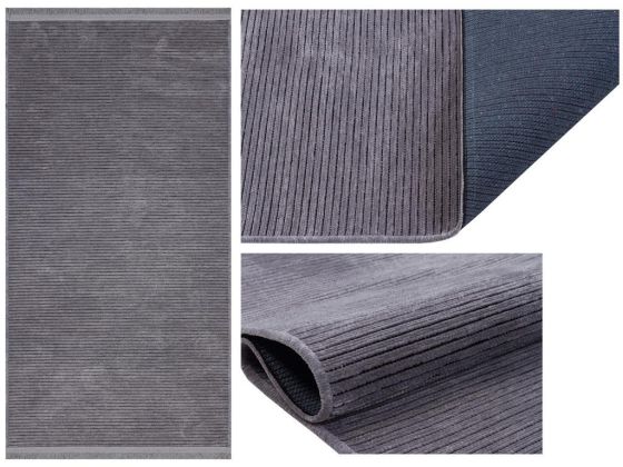 Sultan Non-Slip Base Rectangular Carpet 80x150 Cm Grey