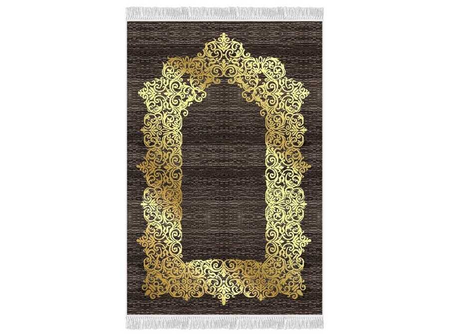 Sultani Velvet Prayer's Rug - Brown - Thumbnail