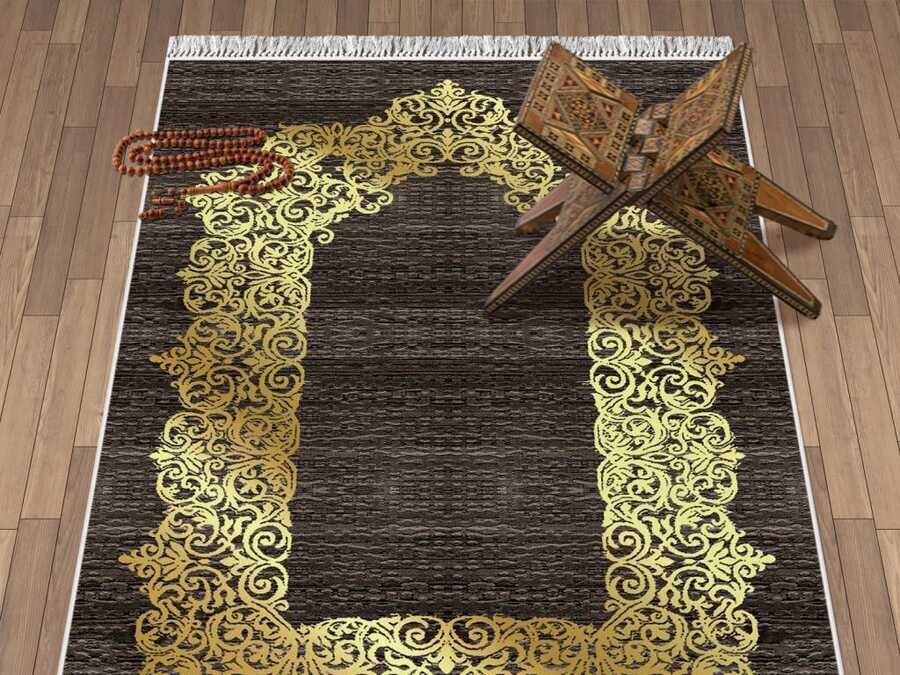 Sultani Velvet Prayer's Rug - Brown - Thumbnail