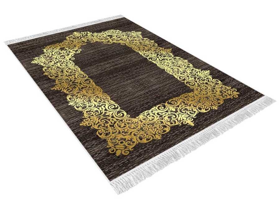 Sultani Velvet Prayer's Rug - Brown - Thumbnail