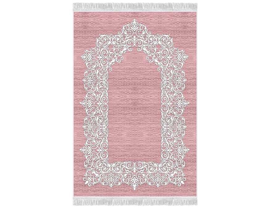 Sultani Velvet Prayer Rug Pink - Thumbnail