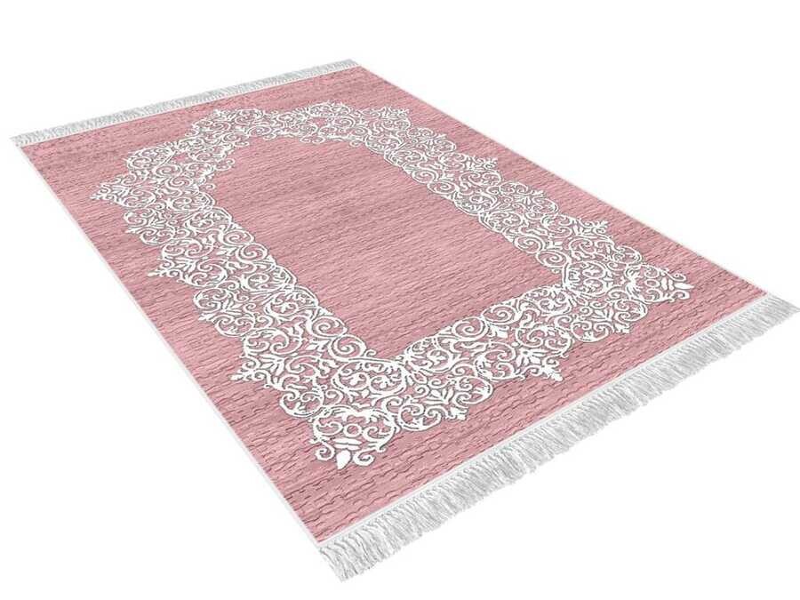 Sultani Velvet Prayer Rug Pink - Thumbnail