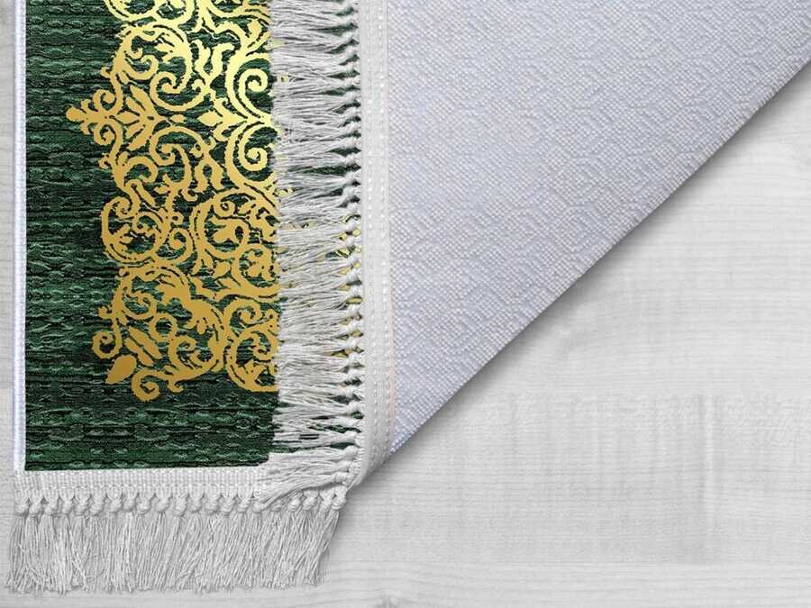 Sultani Velvet Prayer Rug Green - Thumbnail